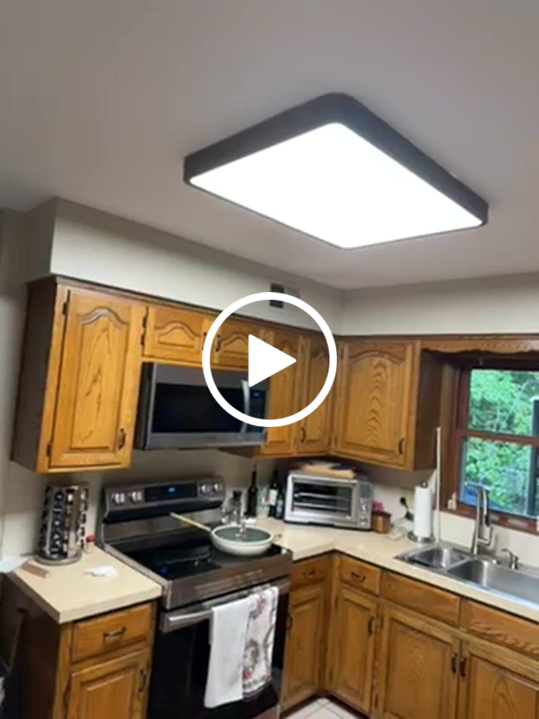Customer video review of Rectangle Walnut Dimmable LED Flush Mount Ceiling Light