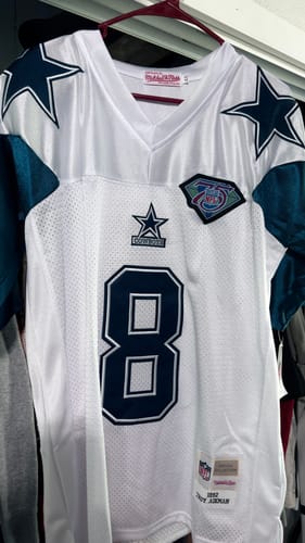 Customer photo review of Men's Dallas Cowboys Troy Aikman Mitchell & Ness White Legacy Replica Jersey1