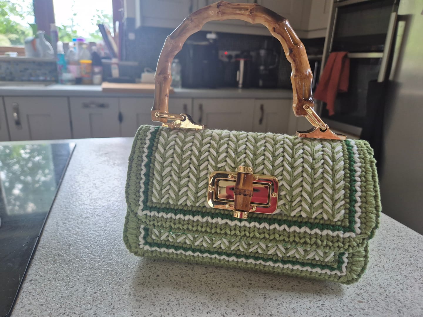 Customer photo review of Linden Whisper Clutch Cross Stitch DIY kit
