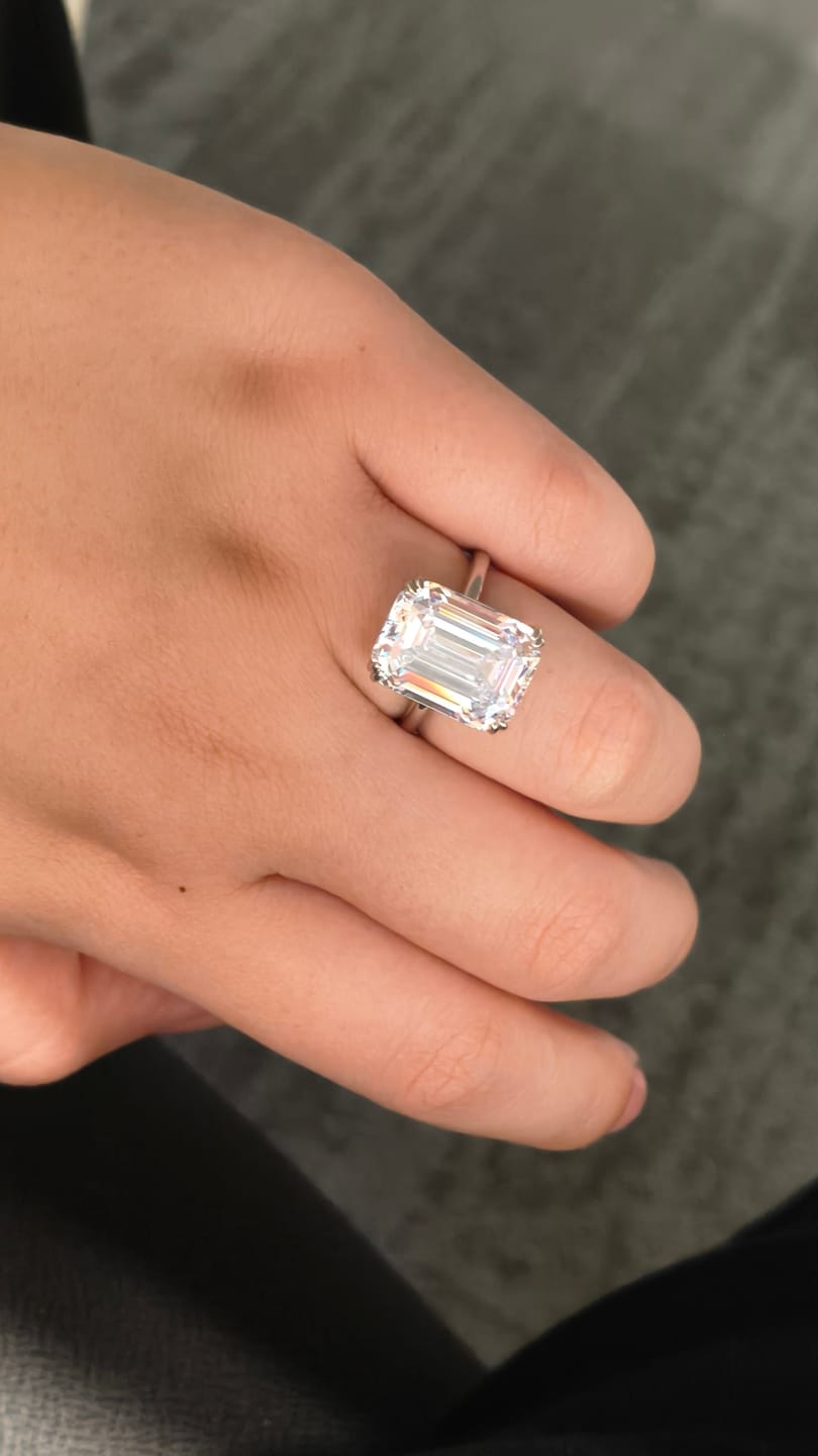 Customer photo review of S925 5.0/11.5 Ct Emerald Cut Engagement Ring In Sterling Silver Classic Everyday Wearable Ring