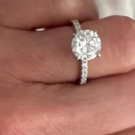 Customer photo review of Round Cut Hidden Halo Moissanite Ring