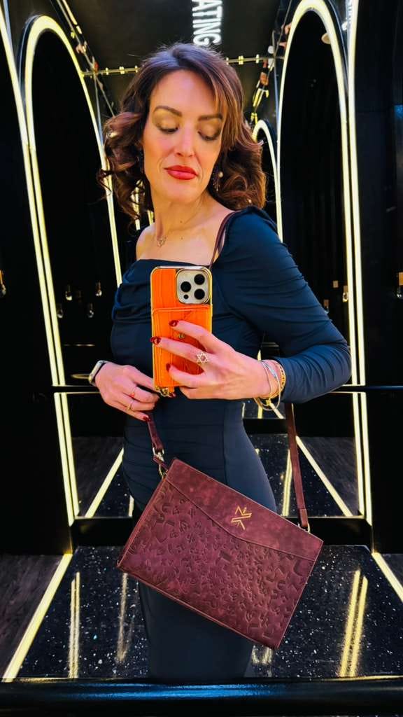 Customer photo review of Ladies Leather Clutch – Israel Letters Burgundy