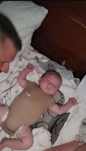 Customer photo review of Nashorn Babydecke mit Namen bestickt 75x100cm