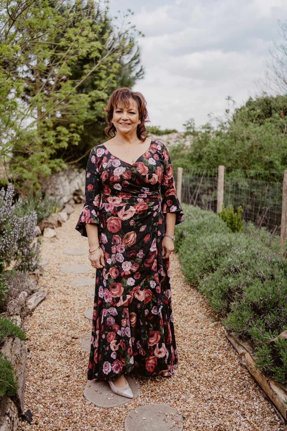 Customer photo review of 'Stevie' Luxe Ruffle Dress in 'Old Masters'