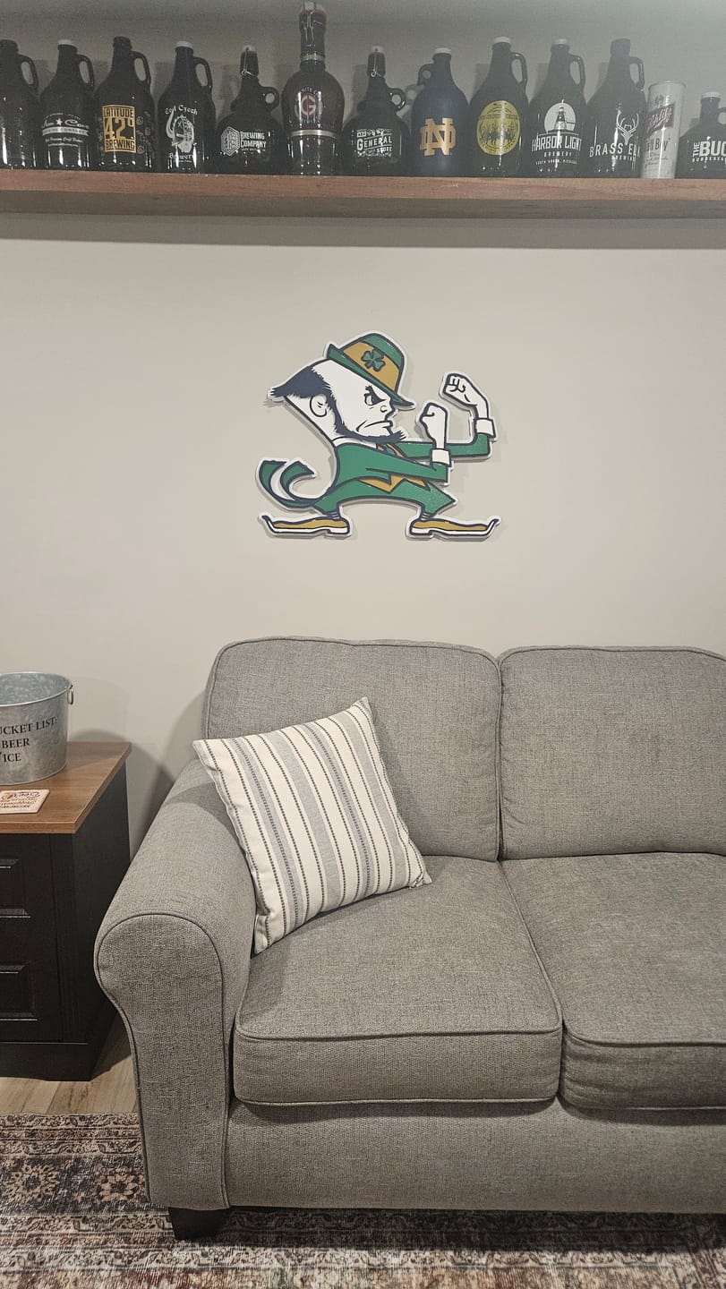 Customer photo review of Notre Dame Fighting Irish Leprechaun 3D Vintage Metal Wall Art