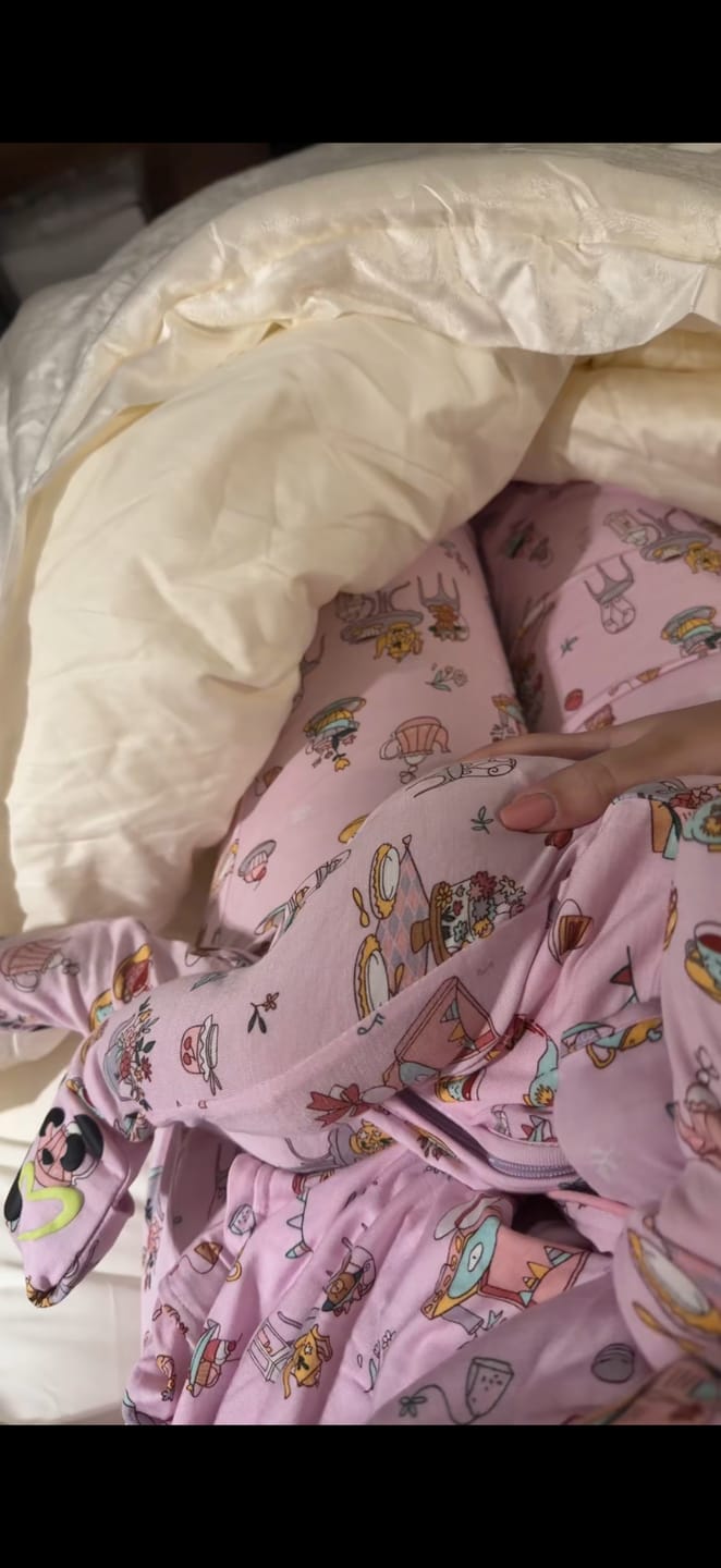 Customer photo review of Tea Party Bamboo Convertible Footie