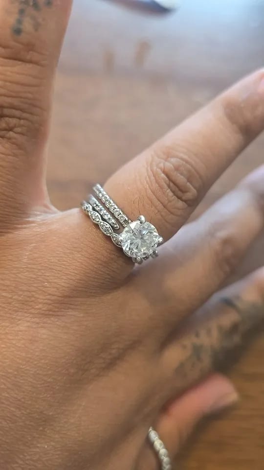 Customer photo review of Round Cut Hidden Halo Moissanite Ring
