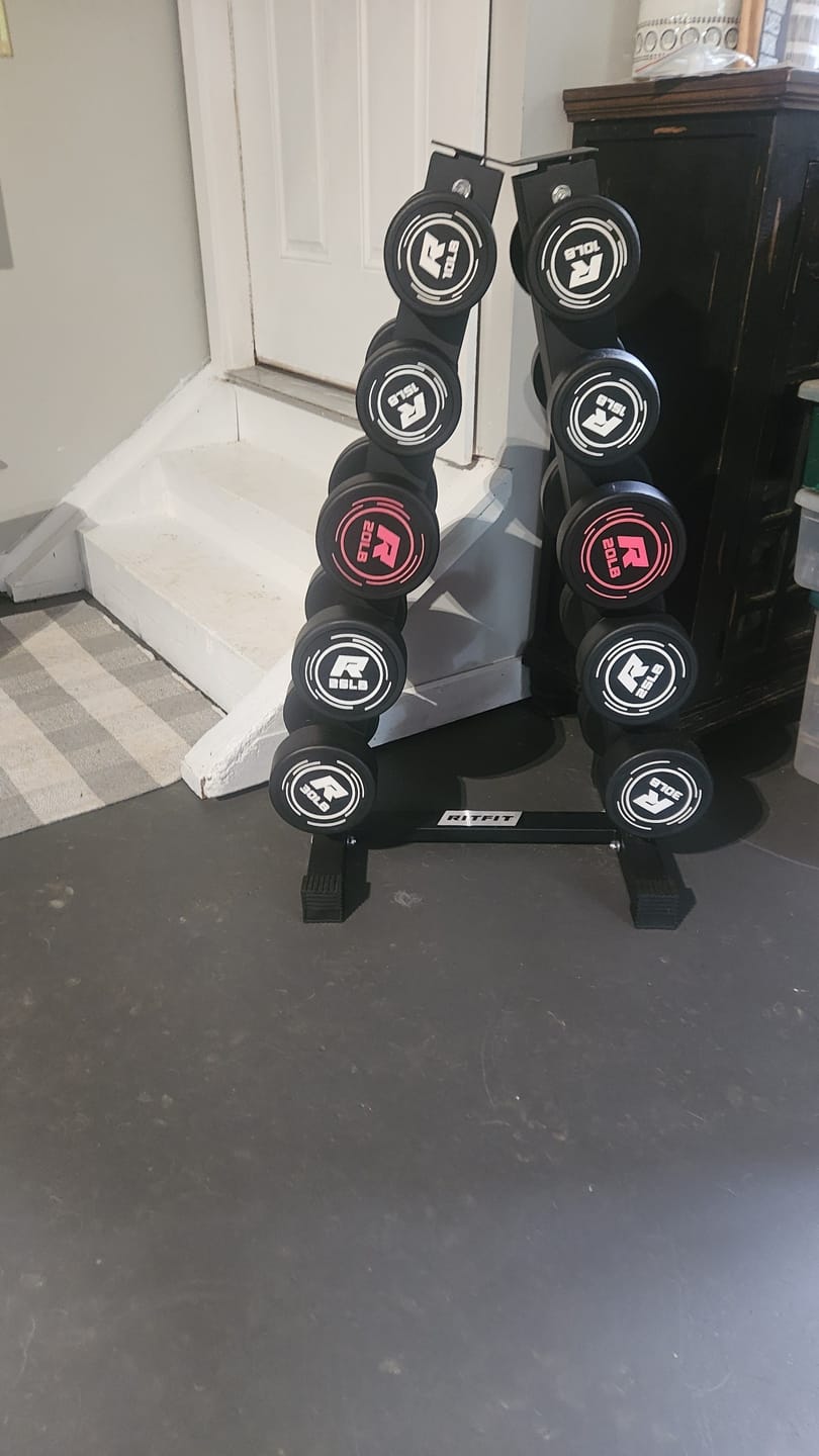 Customer photo review of RitFit PVC-Coated Round Dumbbells Set with Rack