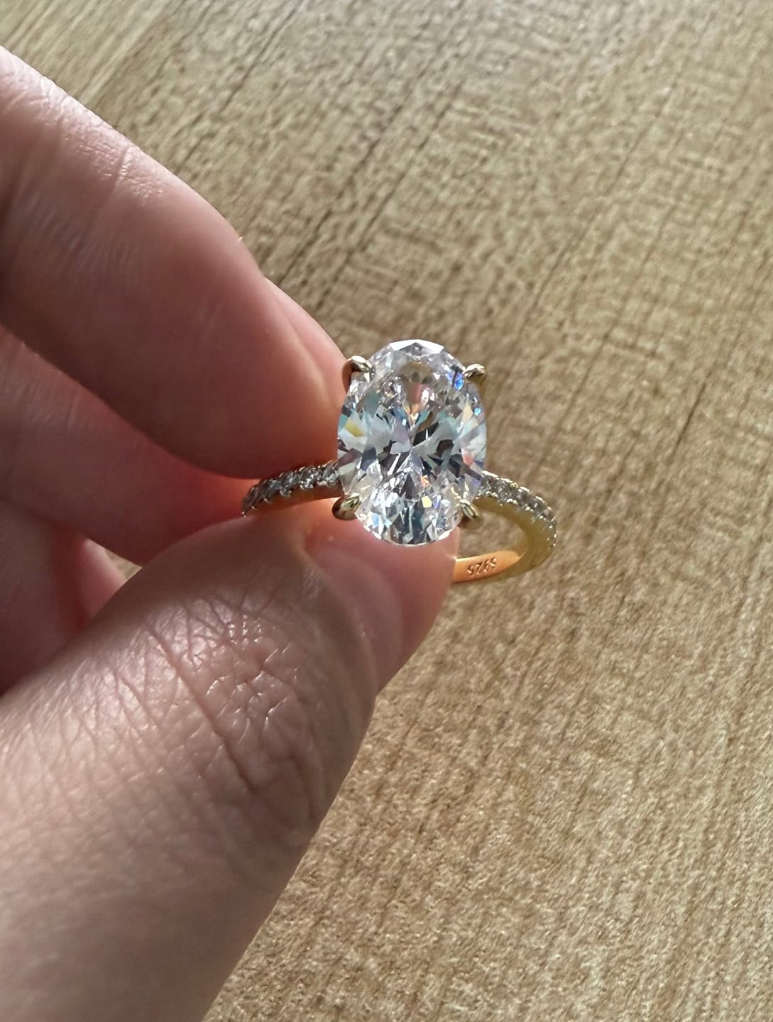 Customer photo review of S925 4.0Ct Oval Cut Classic Hidden Halo Pavé Engagement Ring Promise Ring