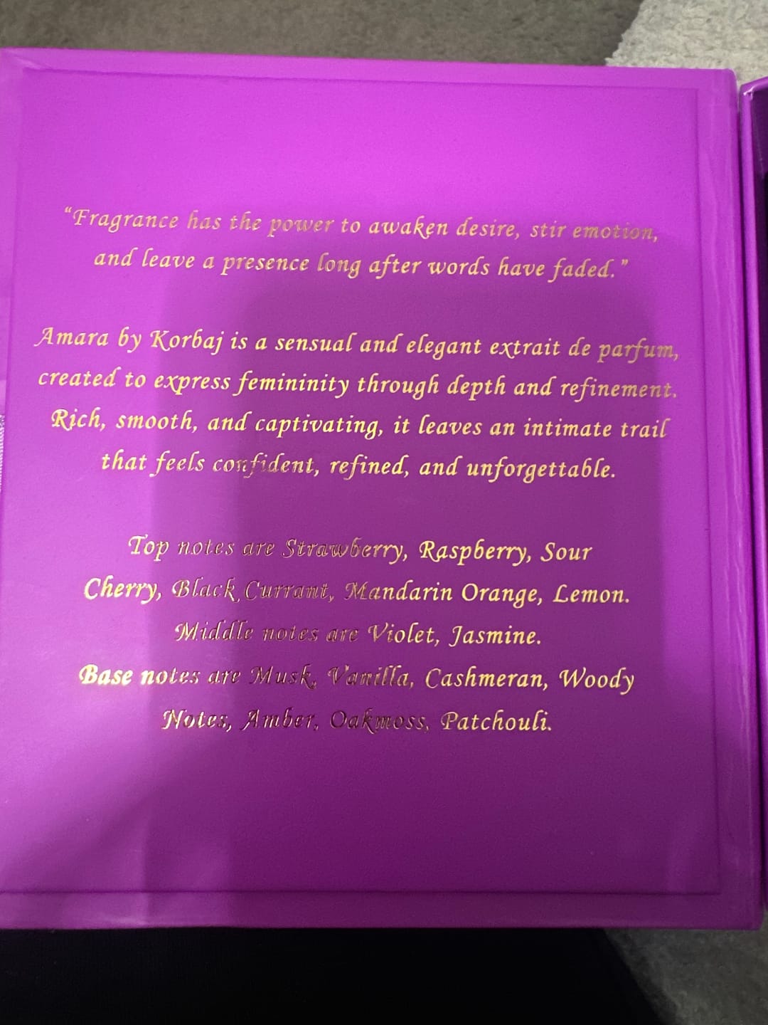 Customer photo review of Korbaj AMARA - Extrait de Parfum For Her 100ml