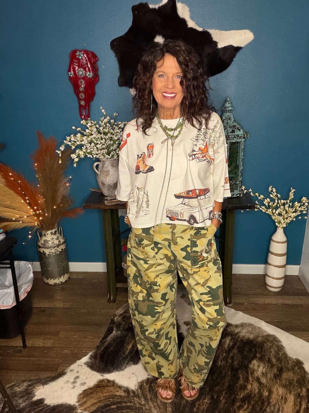Customer photo review of Wild Rose Camo Jeans