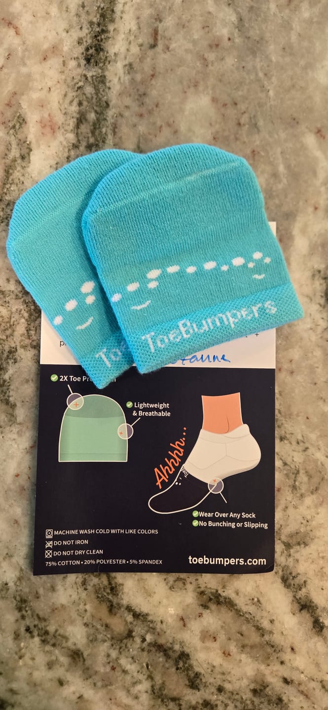 Customer photo review of Women's Toe Protection Socks for Runners, Skiers, and Court Sports (4-Pack)