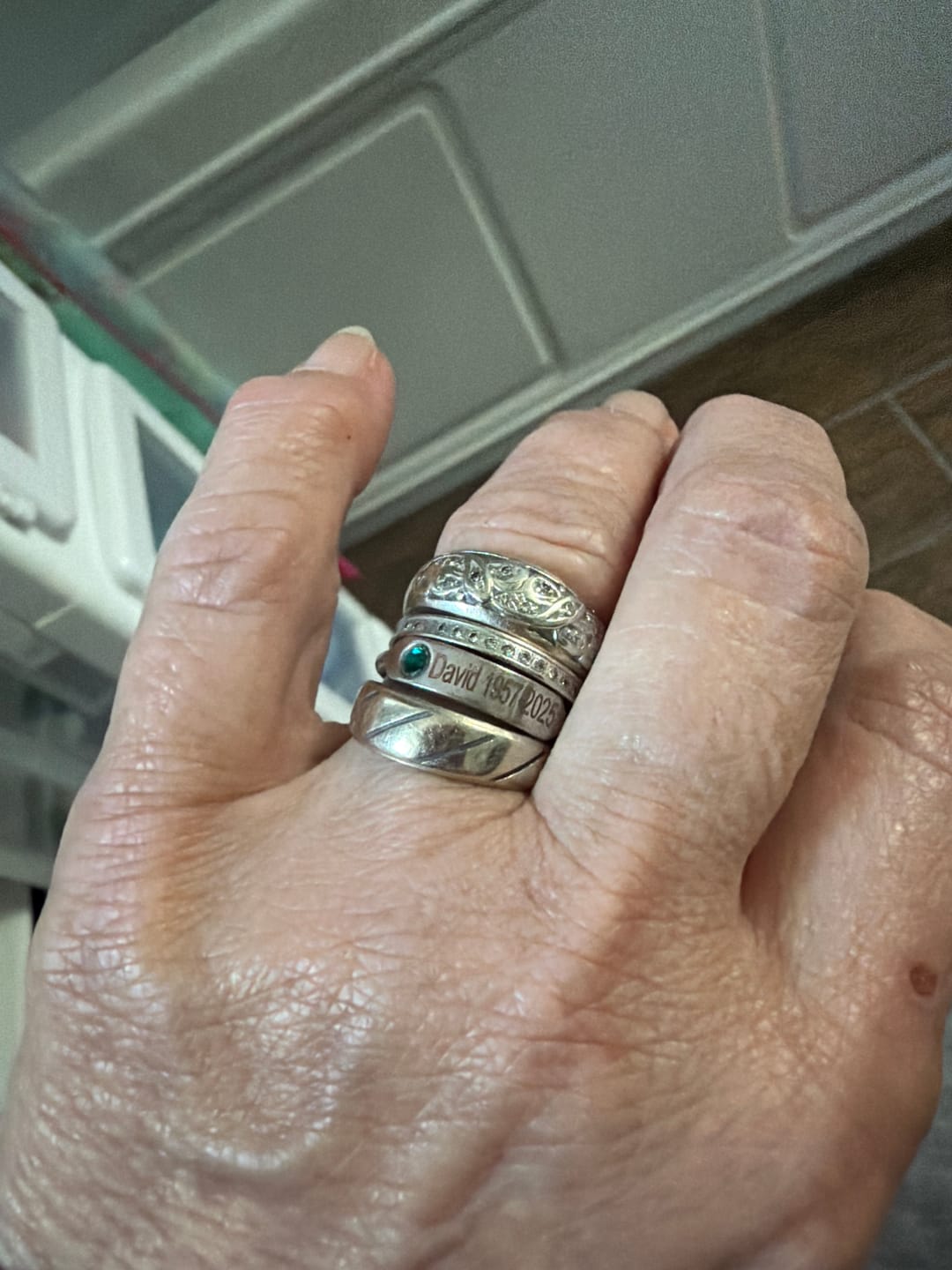Customer photo review of For Memorial - Personalized Birthstone Name Memorial Ring