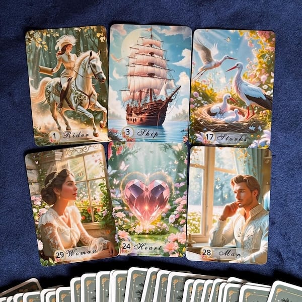 Customer photo review of Serenity Lenormand Deck: 36+6 Card Custom Divination Tool with Personalized Pouch
