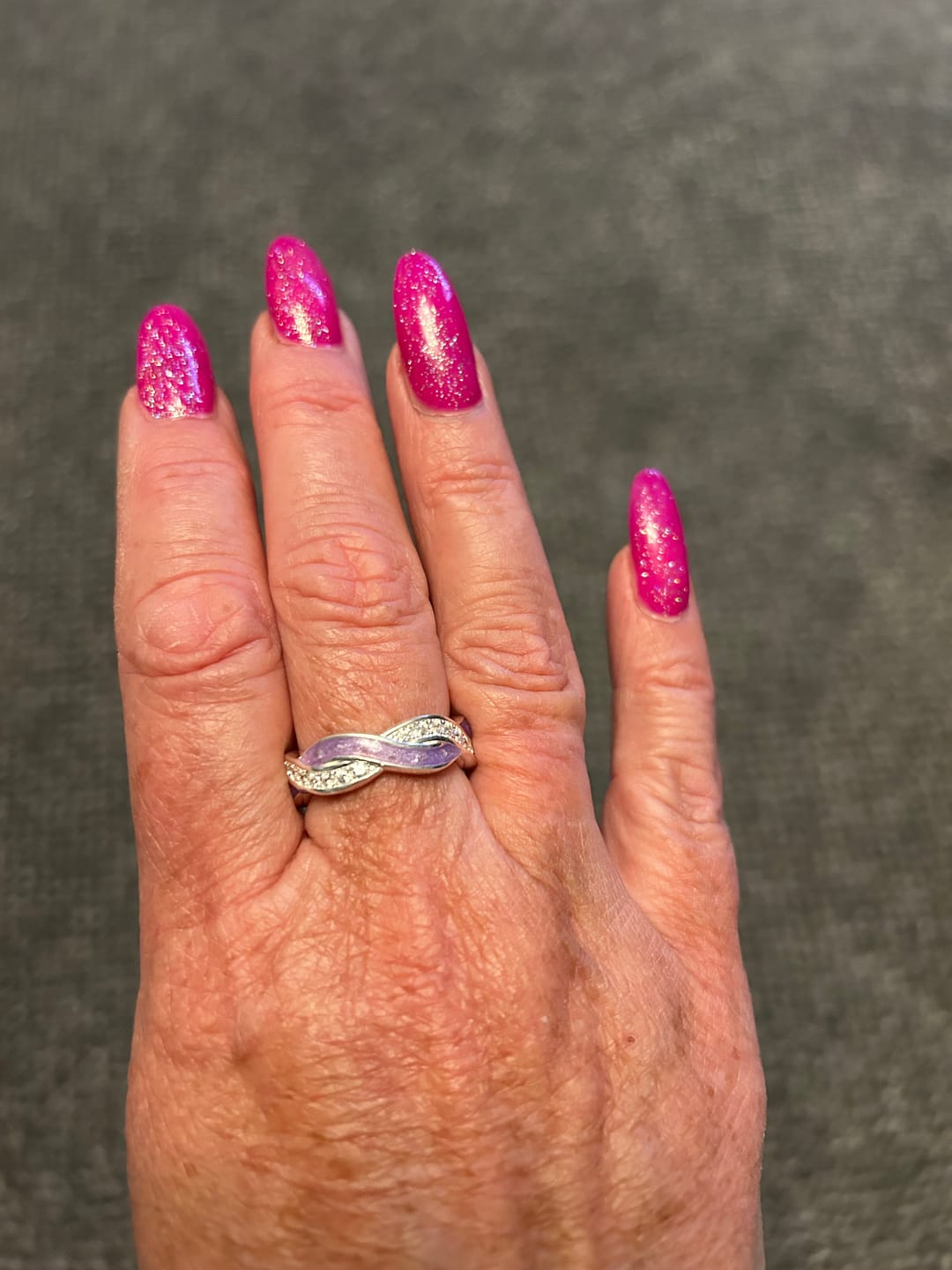 Customer photo review of Keepsake Infinity Criss Cross Memorial Ring