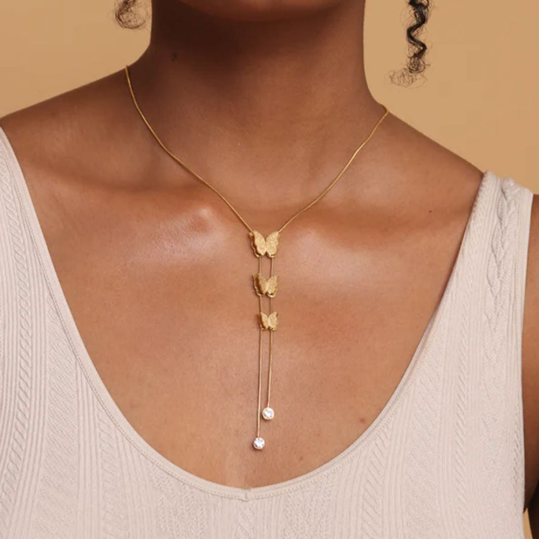 Customer photo review of Butterfly Long Chain Necklace
