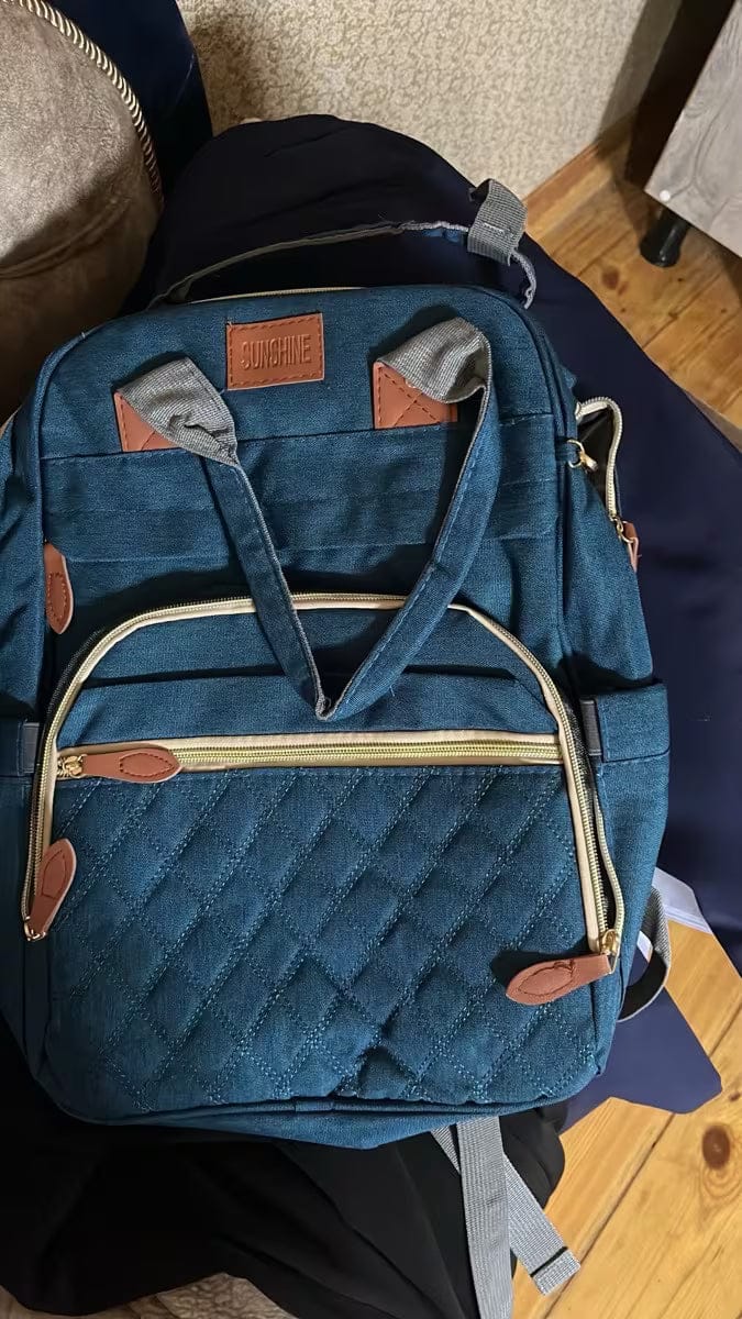 Customer photo review of Wickeltasche Rucksack 3 in 1 | Babybett Tasche Faltbar