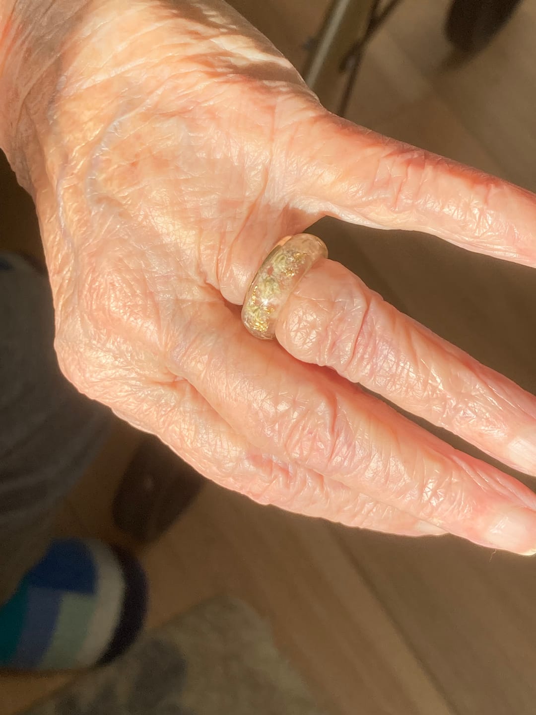 Customer photo review of Yellow Flower Ring with Cremains