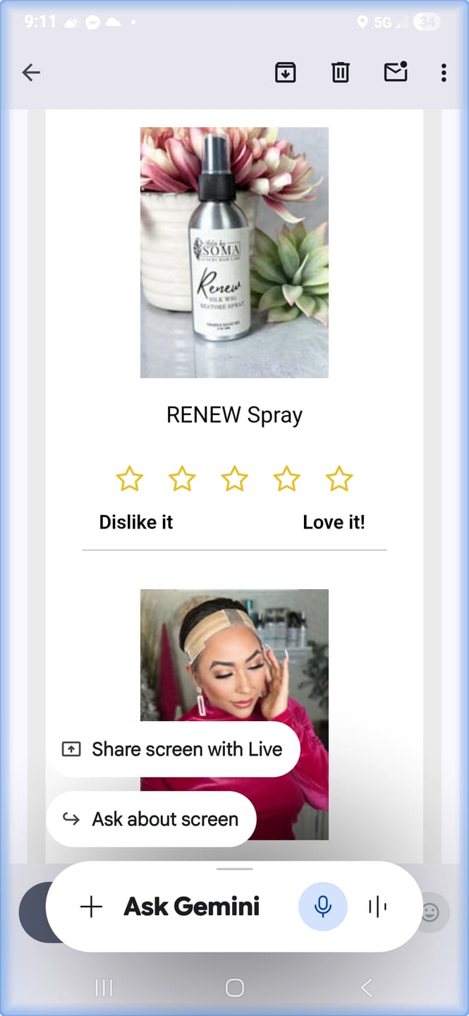 Customer photo review of **NEW** PowerStay Velvet Wig Grip