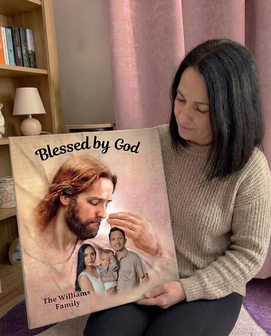 Customer photo review of Jesus Blessing Canvas - Personalized with Your Photo