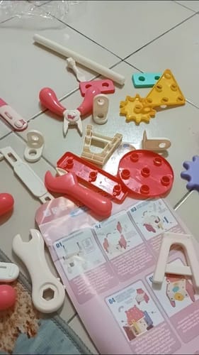Customer photo review of Montessori Kids Tool Box Set – DIY Building Toy Kit with 200+ Pieces