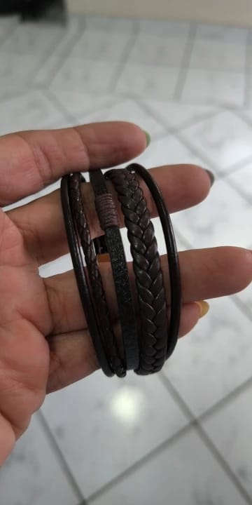 Customer photo review of To My Man Personalized Name Leather Bracelet - A Gift He Will Never Forget