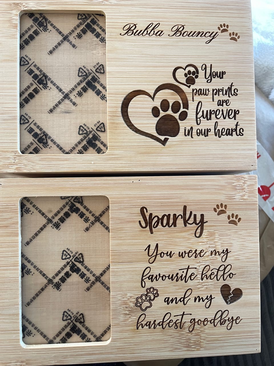 Customer photo review of Pet Memorial - Your Paw Prints Are Furever In Our Hearts - Personalised.