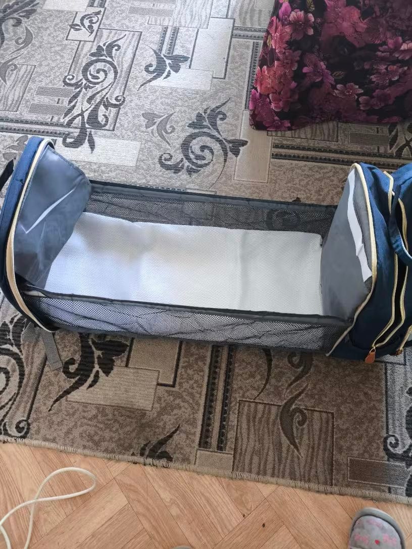 Customer photo review of Wickeltasche Rucksack 3 in 1 | Babybett Tasche Faltbar