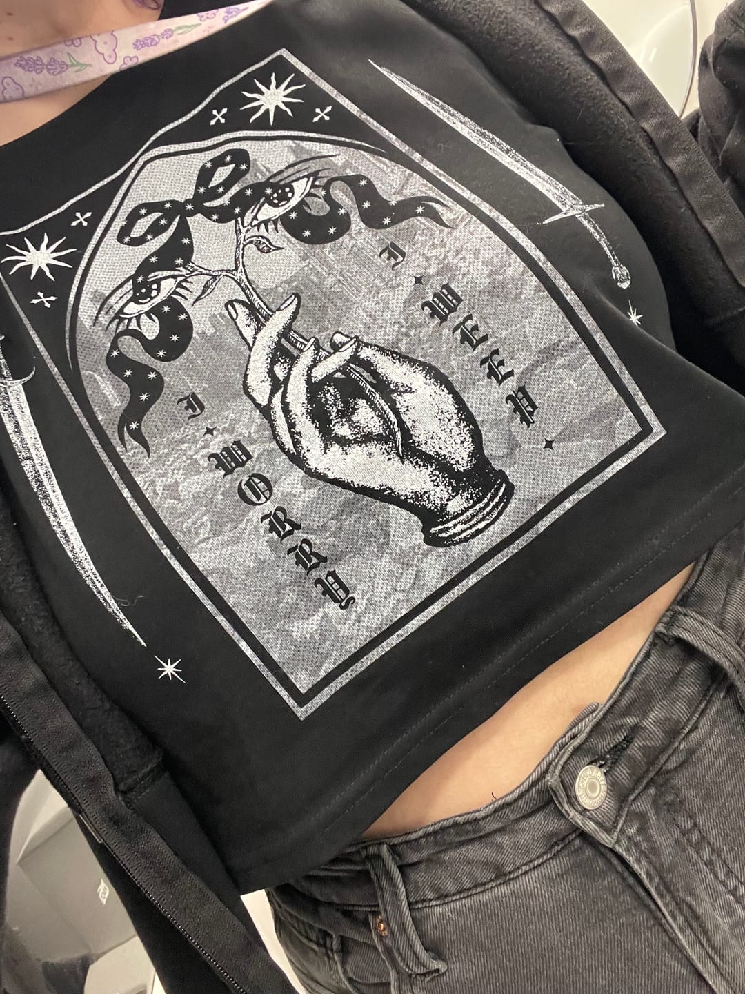 Customer photo review of I Worry, I Weep Crop Tee