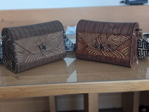 Customer photo review of Decorative wooden clutch handbag laser cut svg file