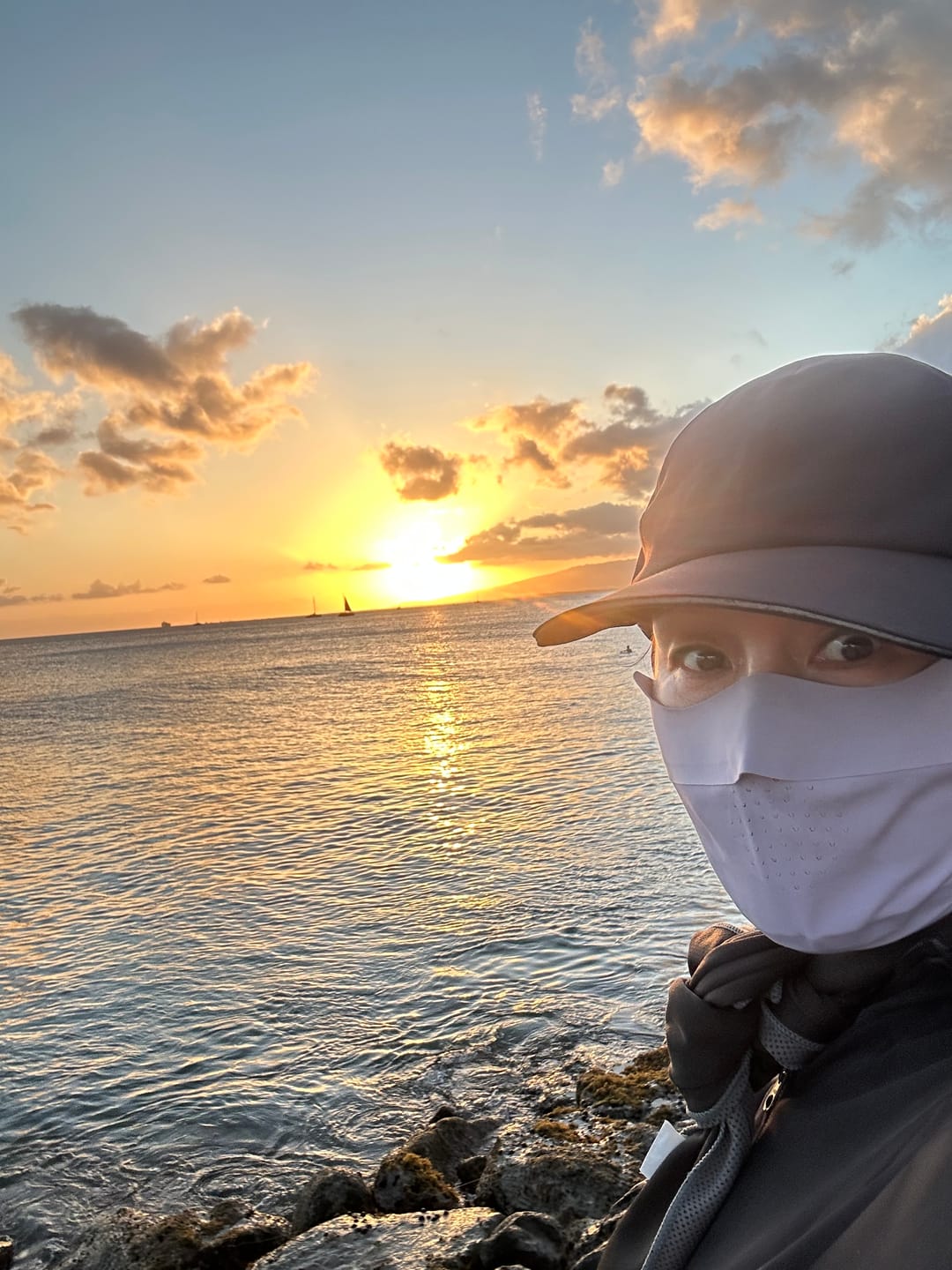 Customer photo review of Women's Sun Protection Face Cover UPF 50+ AL333