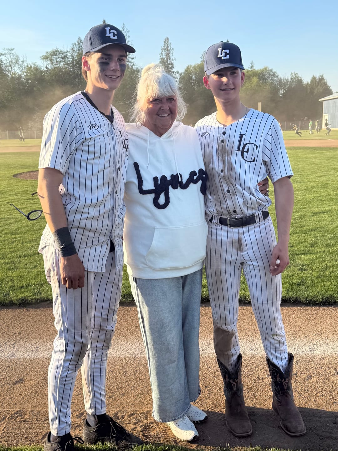 Customer photo review of Custom College Chenille Team Name Embroidered Sweatshirt | Gifts for Sports Mom