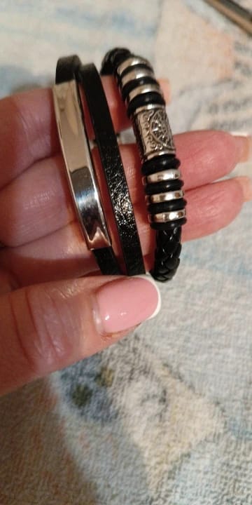 Customer photo review of To My Man Personalized Name Leather Bracelet - A Gift He Will Never Forget