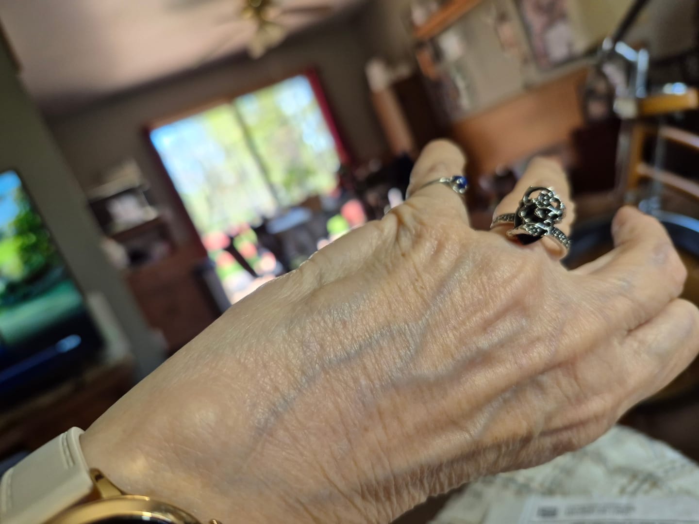Customer photo review of Vintage Vine Black Agate Ring (Light Luxury Niche Dark Style Band)