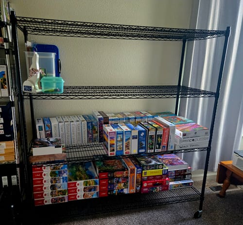 Customer photo review of Reibii 60" W x 24" D Wire Storage Shelves, Rolling heavy duty shelves, Adjustable Metal Shelves Load 2878 lbs,Storage Shelves for Garage Closet Pantry Basement