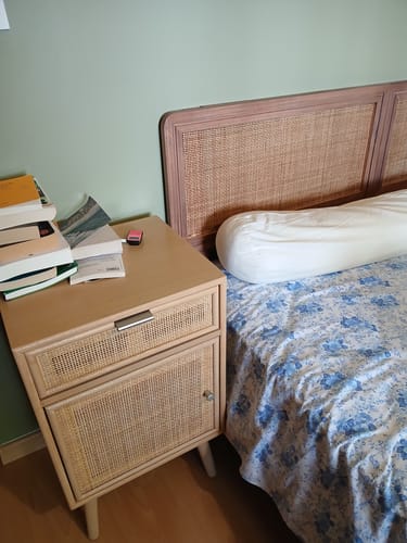 Customer photo review of NARA - Table de chevet 1 porte et 1 tiroir en rotin naturel