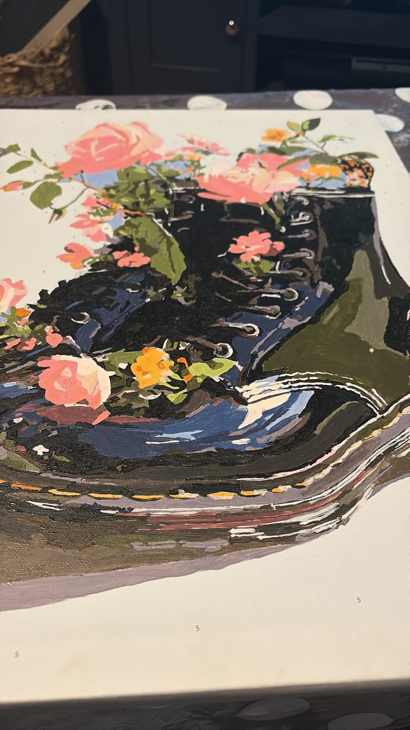 Customer photo review of Wildflowers in Boots | Paint by Number