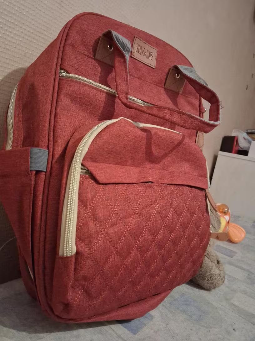 Customer photo review of Wickeltasche Rucksack 3 in 1 | Babybett Tasche Faltbar