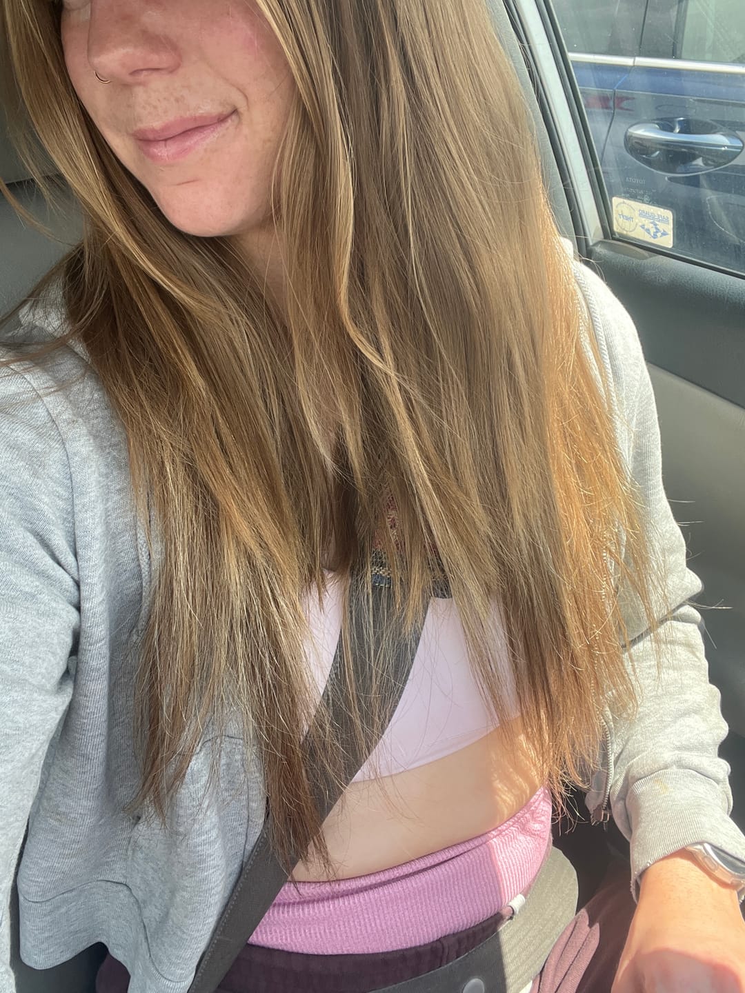 Customer photo review of Balayage Highlights Clip in Extensions 100% Remy Human Hair (#4/24/4)