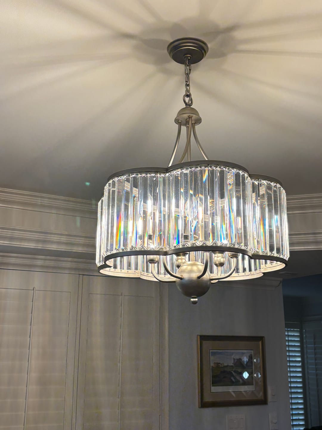 Customer photo review of Shabby Chic Antique Silver Crystal Cage Pendant Light
