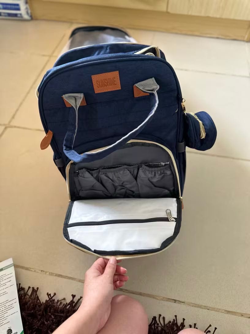 Customer photo review of Wickeltasche Rucksack 3 in 1 | Babybett Tasche Faltbar