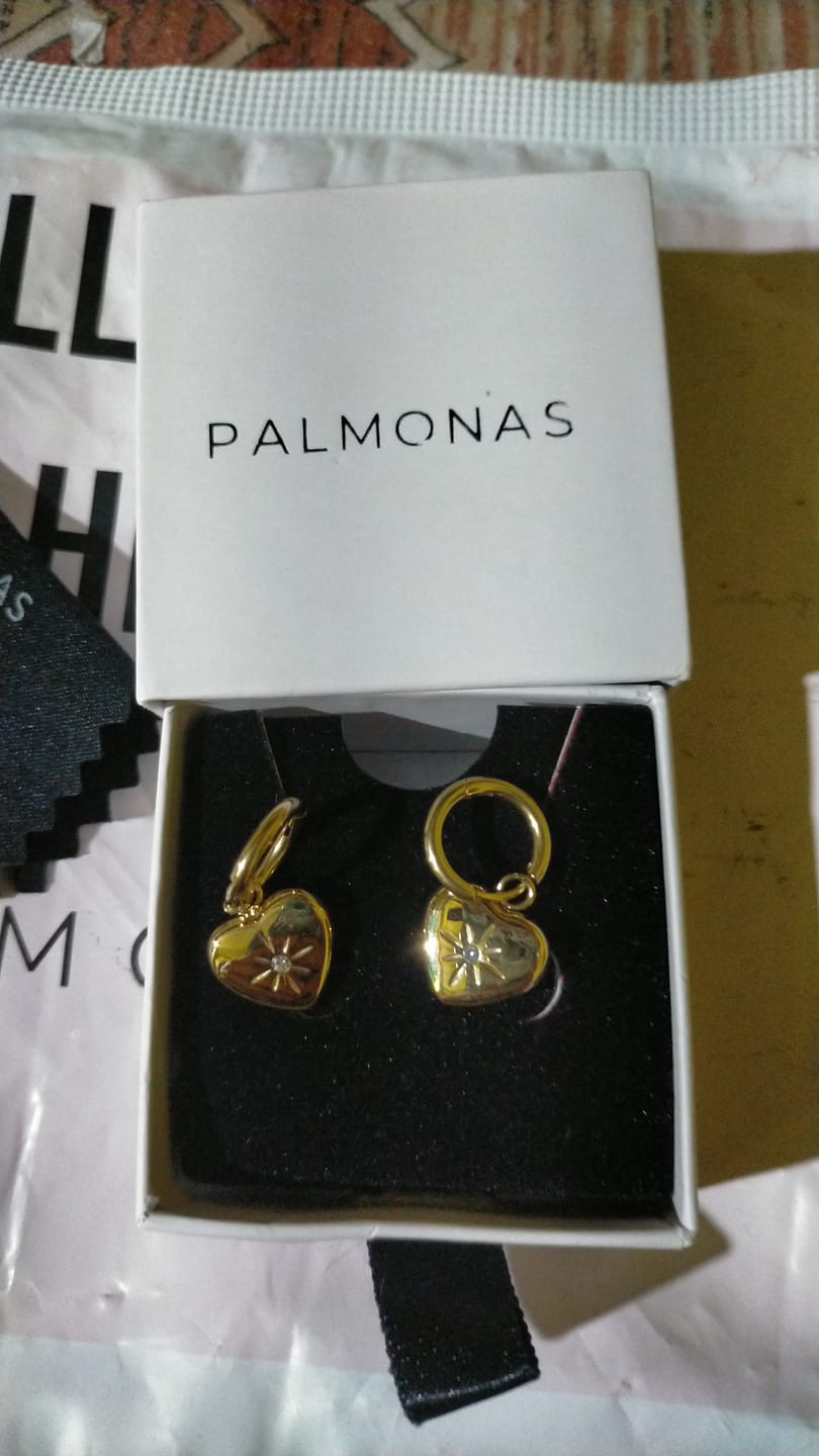 Customer photo review of Starlit Heart Embrace Drop Earrings