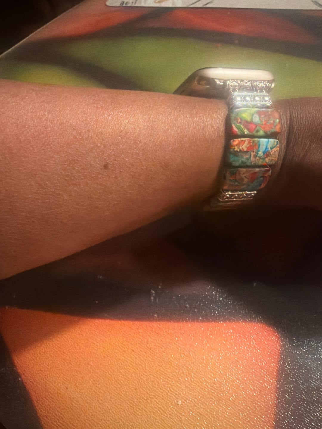 Customer photo review of Chic Flower Stretch Apple Watch Strap