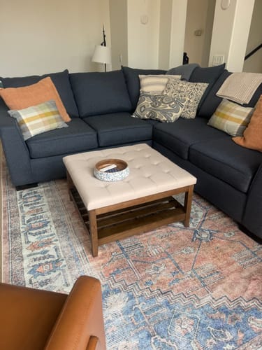 Customer photo review of Distressed Vintage Pissarro Terracotta in Blue & Beige