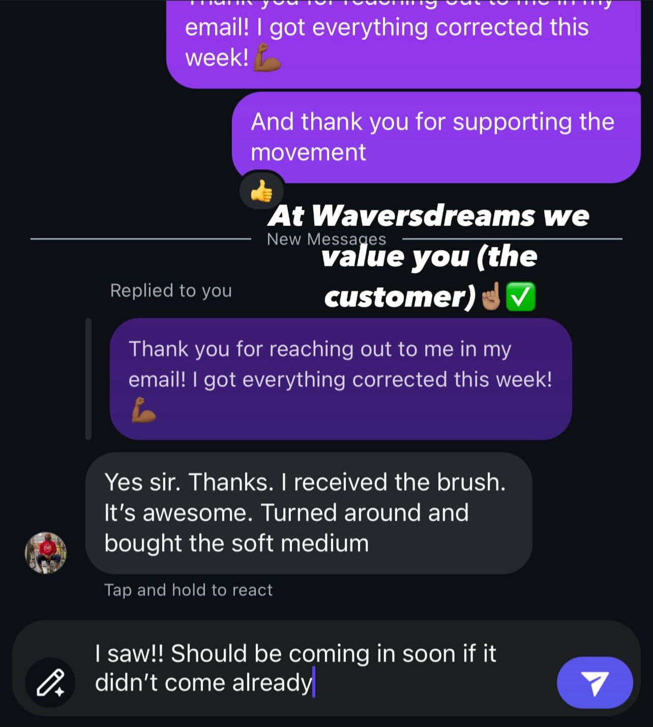 Customer photo review of WaversDreams's Purple 360 Curved Wave Brush *Medium*