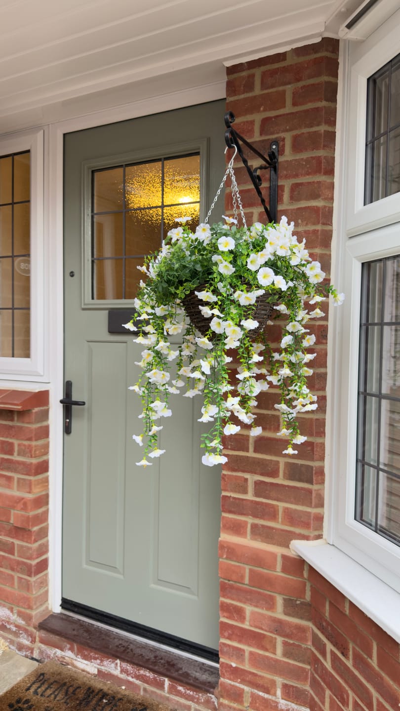 Customer photo review of Outdoor Hanging Petunia Basket - White