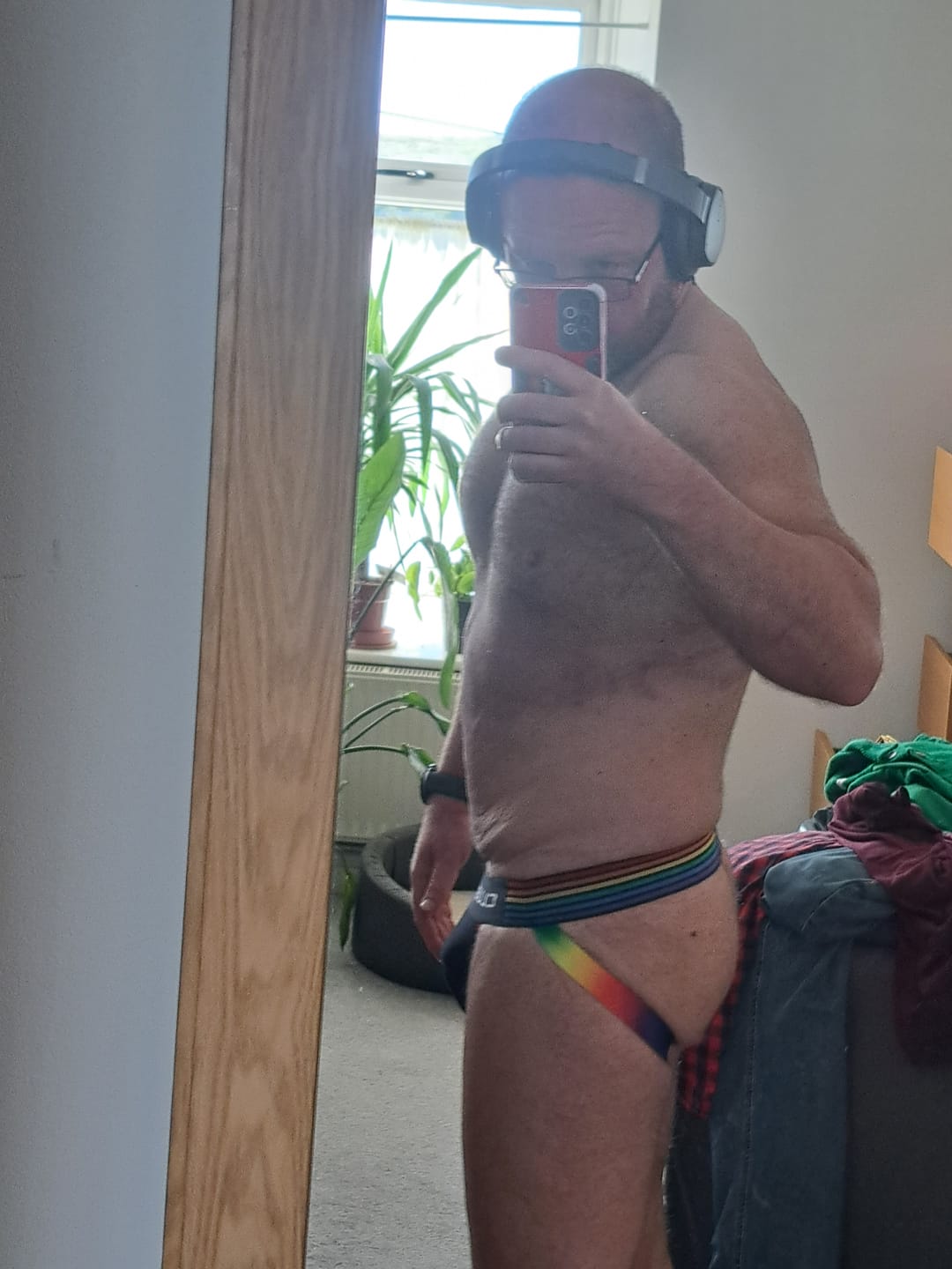 Customer photo review of Rainbow Pride Navy Jockstraps