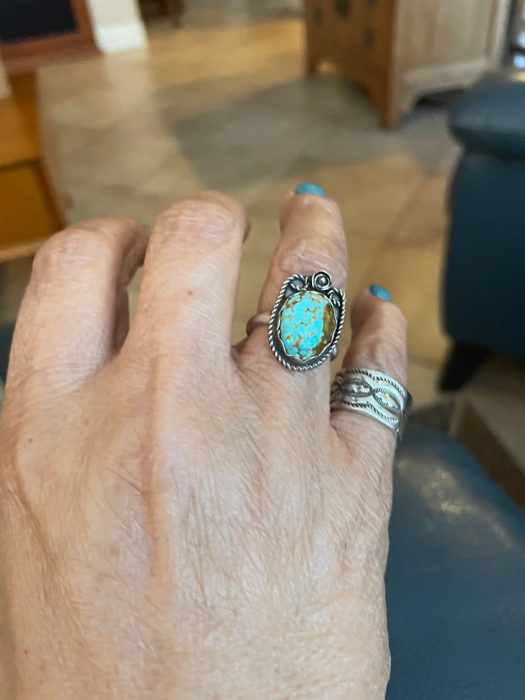 Customer photo review of Handmade Royston Turquoise Sterling Silver Ring sz 8