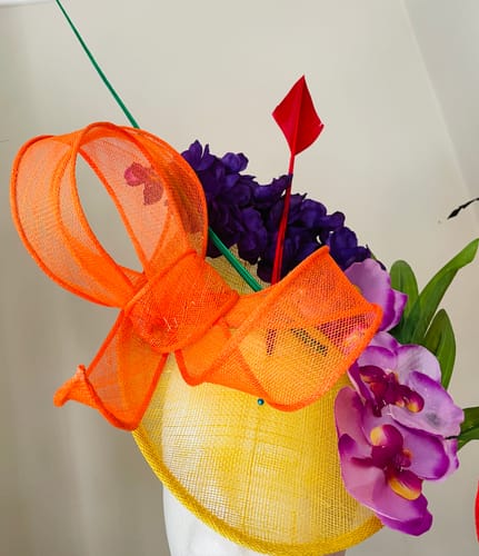 Customer photo review of UK Made Sinamay Sweep Saucer Fascinator Base 26x26cm - HA012