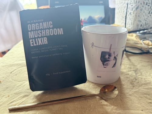 Customer photo review of Organic Mushroom Elixir with Rechargeable Frother